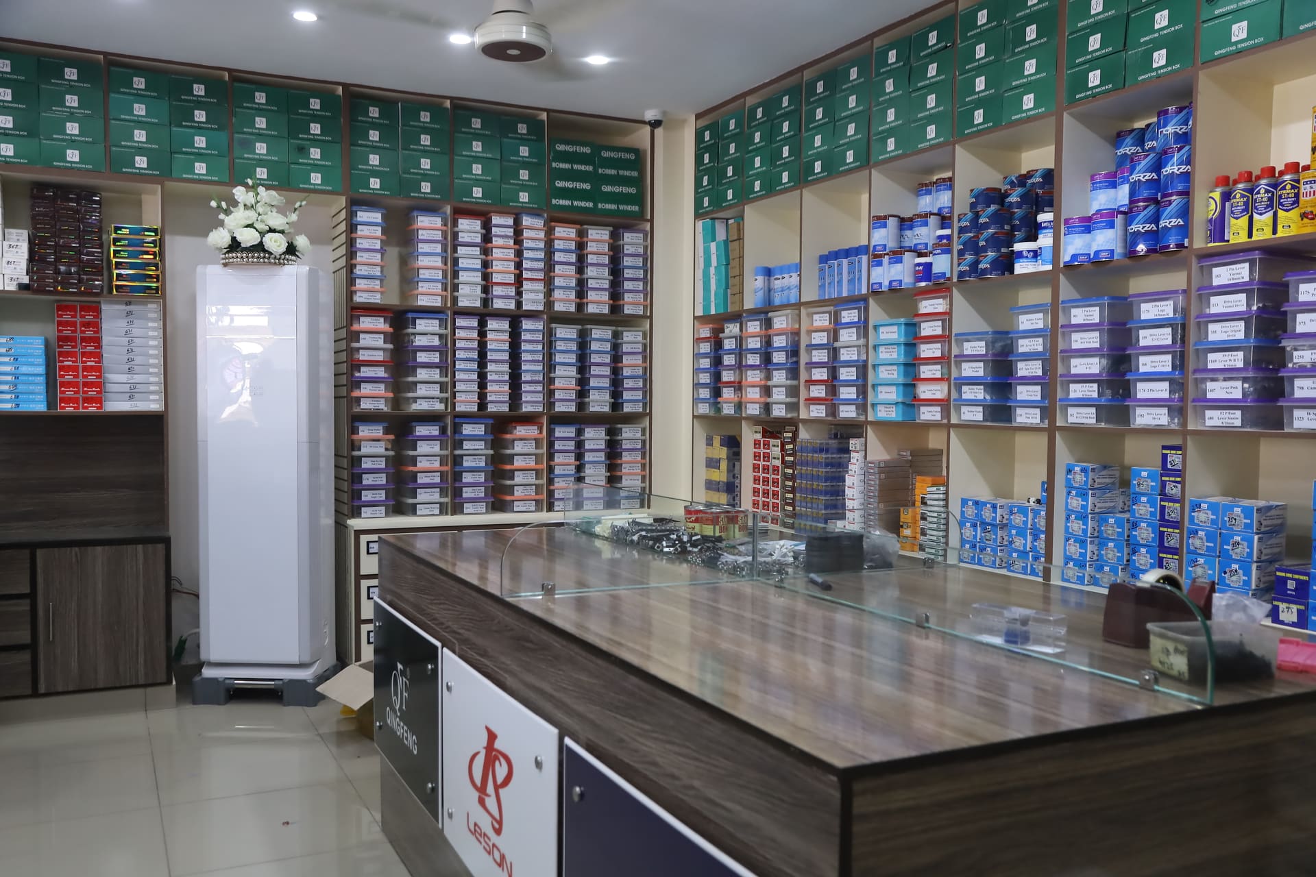 Stocked shelves at the Faisalabad shop